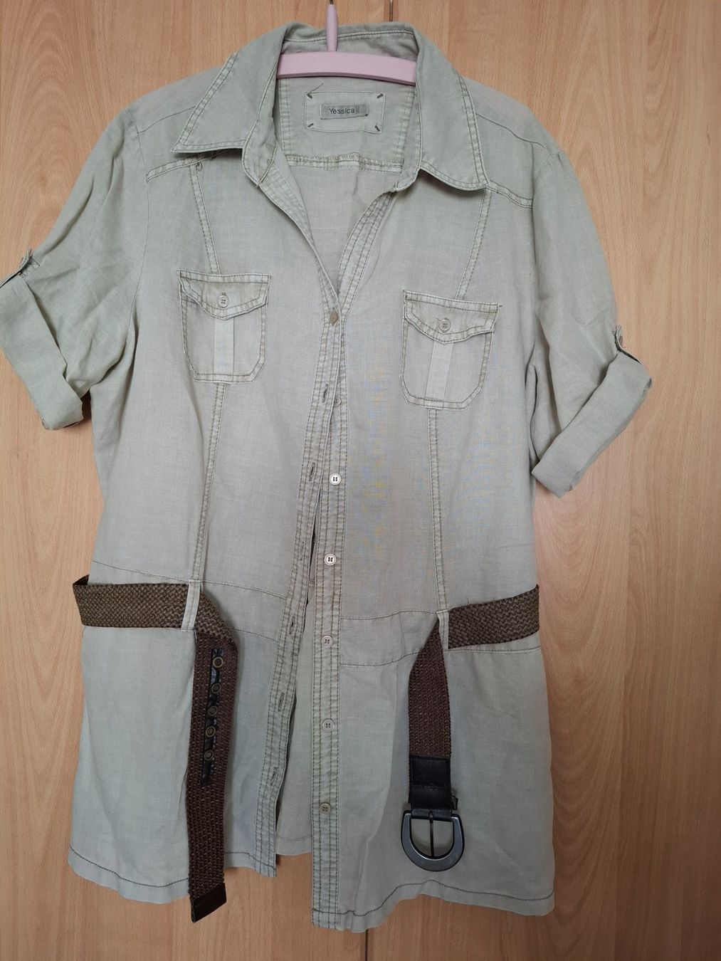 C&A Camicette: Bluse BW/Ramie Gr.48 Beige/Braun – Usato da St.Gallen venduto da LaMiSa