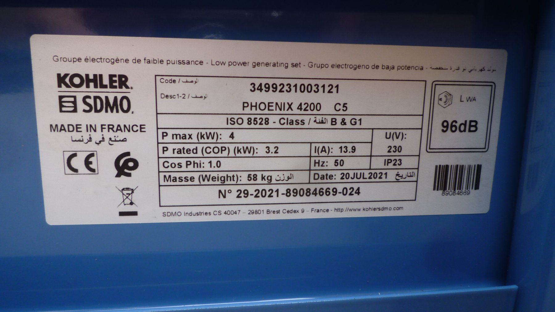 Generatori di corrente: NEU - Notstromaggregat/Stromgenerator 4 KW -Génératrice SDMO – Nuovo e nell'imballaggio originale da Delémont venduto da fagemina 2