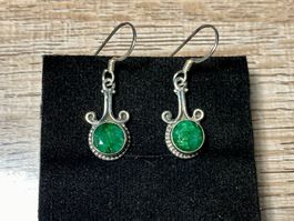 Silber 925 Ohrringe oriental - natürlicher Smaragd