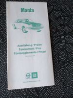 Opel Manta Ausrüstung Preise März 1977  Prospekt
