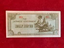 BURMA - JAPANESE OCCUPATION - 1/2 Rupee N.D. (1942-44)
