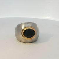 Edelstahlring mit Onyx, Grösse 54