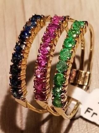 Bagues: Juw.Ring, 8 Smaragde, 8 Rubine+ 8 Safire – Neuf (Voir description) à Unterägeri par Altgoldschmuck