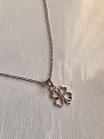 Kette mit Anhänger Glück Kleeblatt silberfarben neu