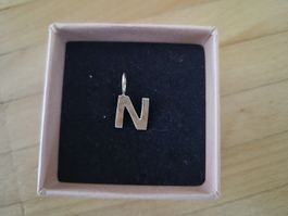 Silber Anhänger Buchstabe "N", 1,5cm, neu