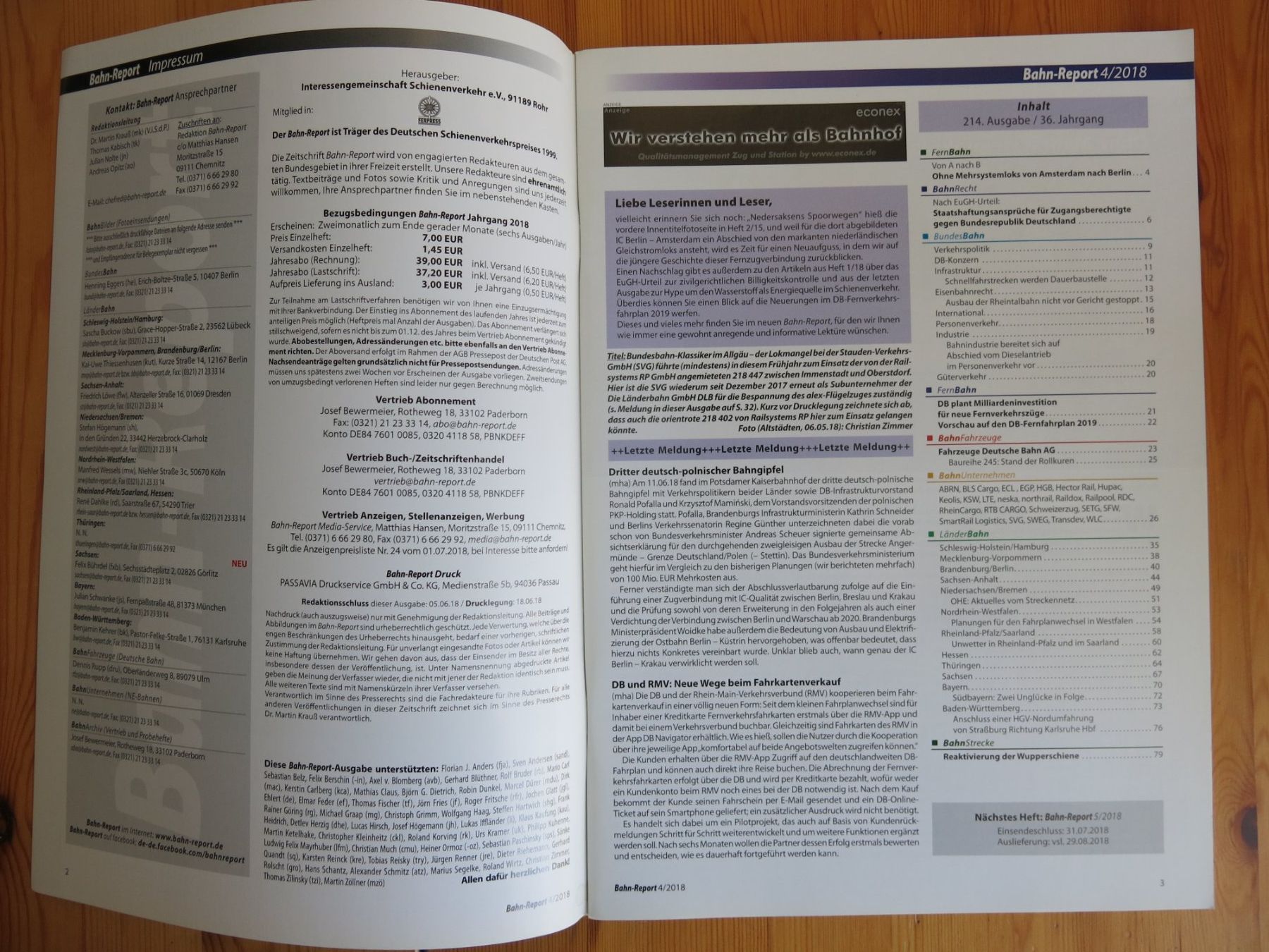 Riviste & Magazine: Bahn-Report Heft 4/2018 – Usato da Birsfelden venduto da myshop 1