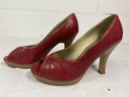 Elegante rote Peep-Toe Pumps, Grösse 36 - perfekter Zustand!