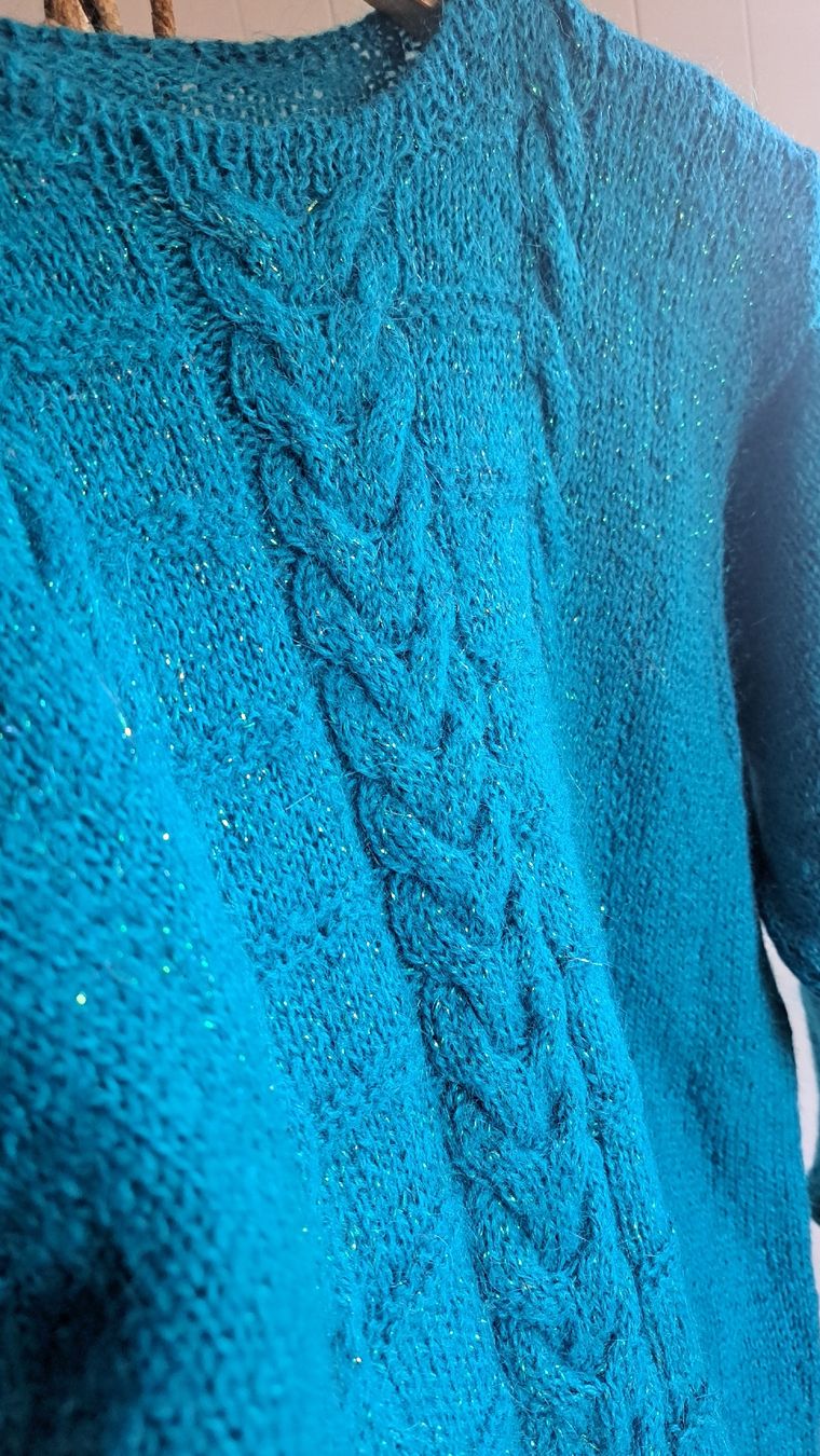 Maglioni & Felpe: 90s 80s Vintage Pulli Zopfstrickmusterpullover M 38 40 Lurex – Usato da Mollis venduto da Fauchi99 5