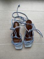 Alohas sandals blue size 37 lace-up square toe (new)
