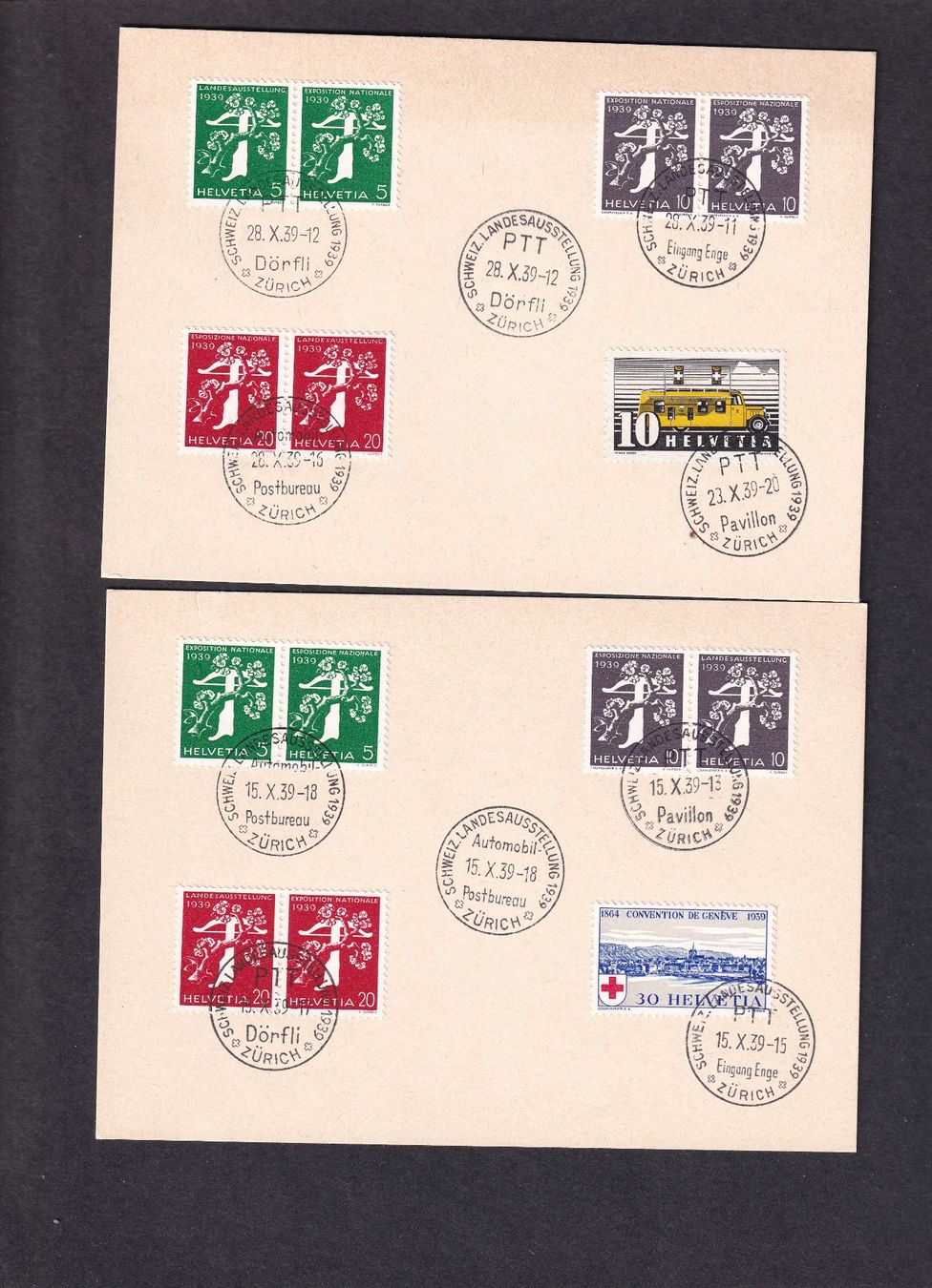 Tutti i francobolli: Schweiz 1939 Expo: horizontale Paare – Usato da Birsfelden venduto da Sakurajima