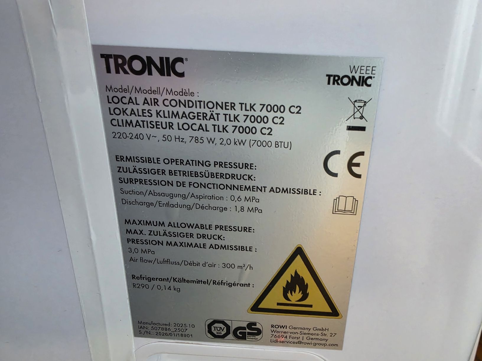 Condizionatori: Klimagerät Tronic – Usato da Langenthal venduto da horrorman 1