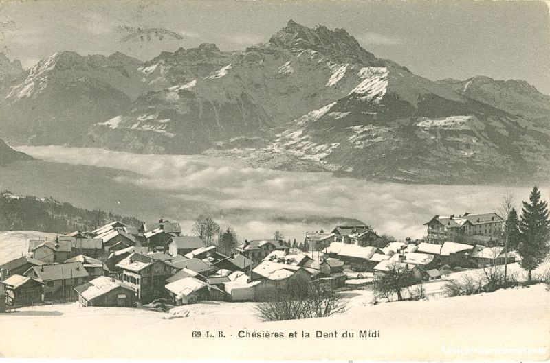 Cartoline postali: Chésières - et la Dent du Midi + 1911 – Usato da Emmenbrücke venduto da teestube