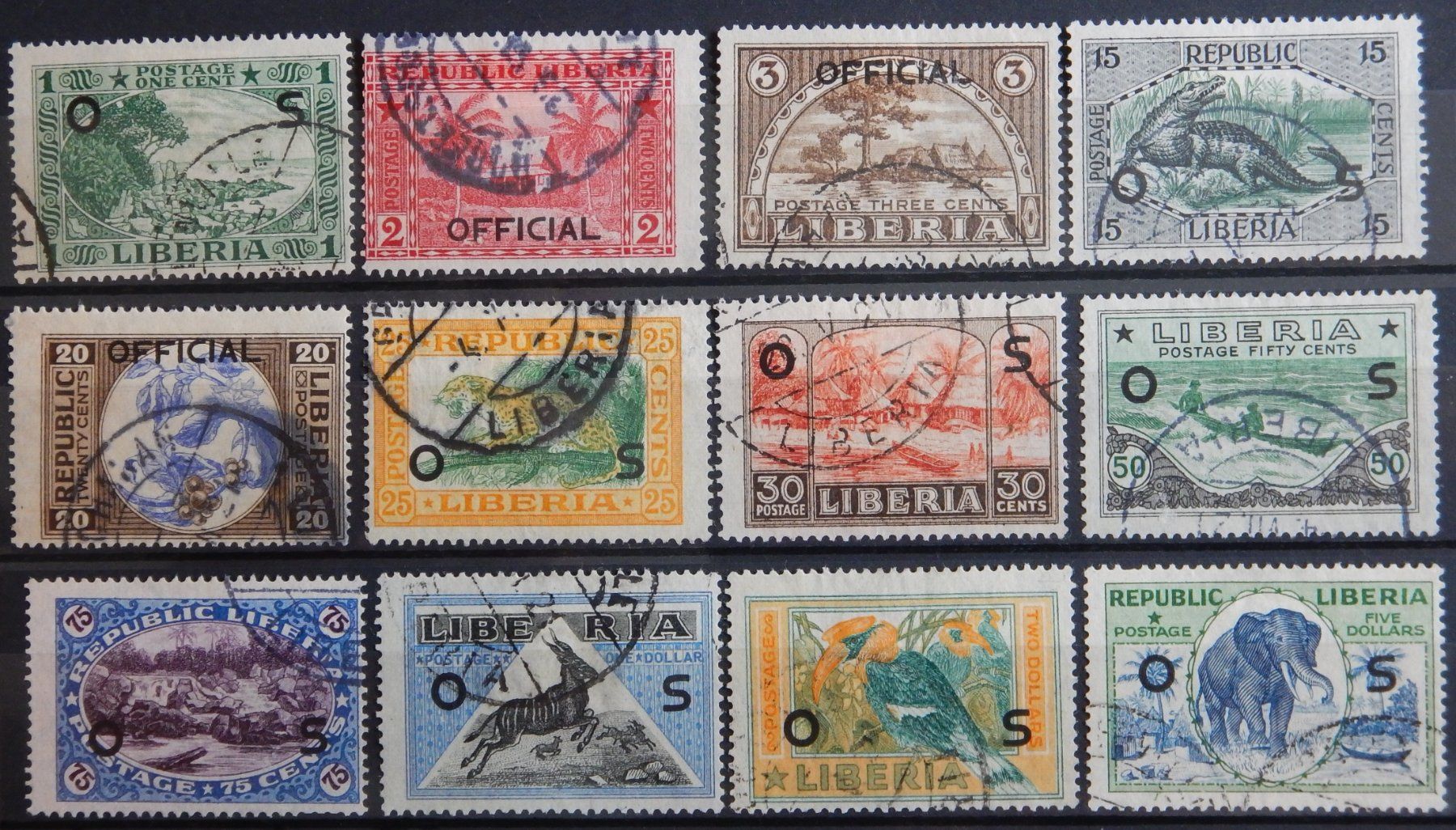 Alle Briefmarken: Liberia Dienst. Kat. 121-134 gest. 1921 – Gebraucht aus Zürich von Muehlekauf