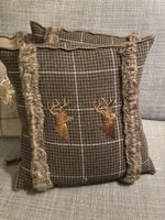 4x Wool/Fur cushions, mountain challet/ deer design.