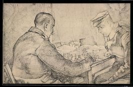 Soldaten beim Schach Spiel im Unterstand