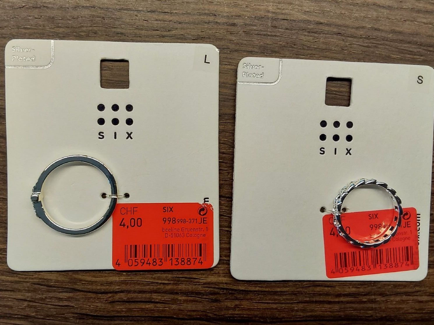 Ringe: 2 Fingerringe six neu – Neu und originalverpackt aus Köniz von scopello12