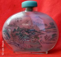 Asiatische Schnupftabakflasche, Glas, Handgemalt 48