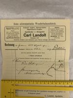 Antike Rechnung Apotheke Drogerie Carl Landolt 1924 -Bü3