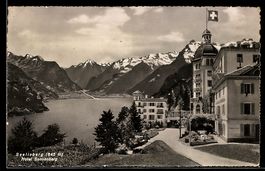 AK Seelisberg, Hotel Sonnenberg mit See und Bergen