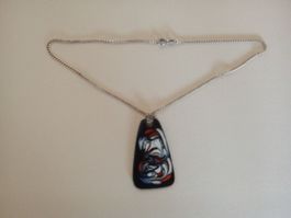 Kette Silber mit  Email Anhänger, neuw.