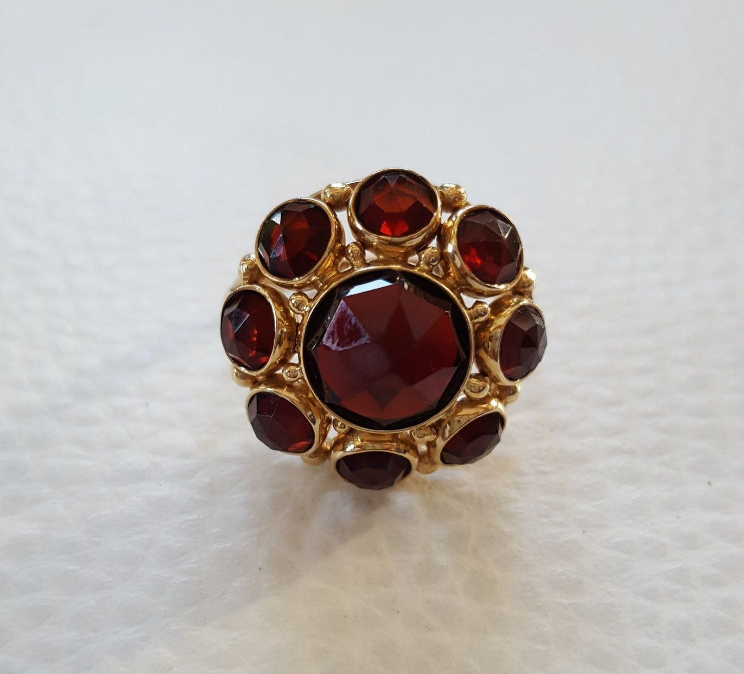 Anelli: Gold 585 Ring Mit Granaten – Usato da Wald ZH venduto da Dasilver 7