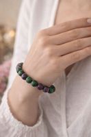 Armbände aus natürlichen Epidot-zoisit Steinkugeln. 💚🩷