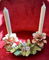 Wunderschöner Kerzenständer „Capodimonte“mit Blumen!✨italy✨