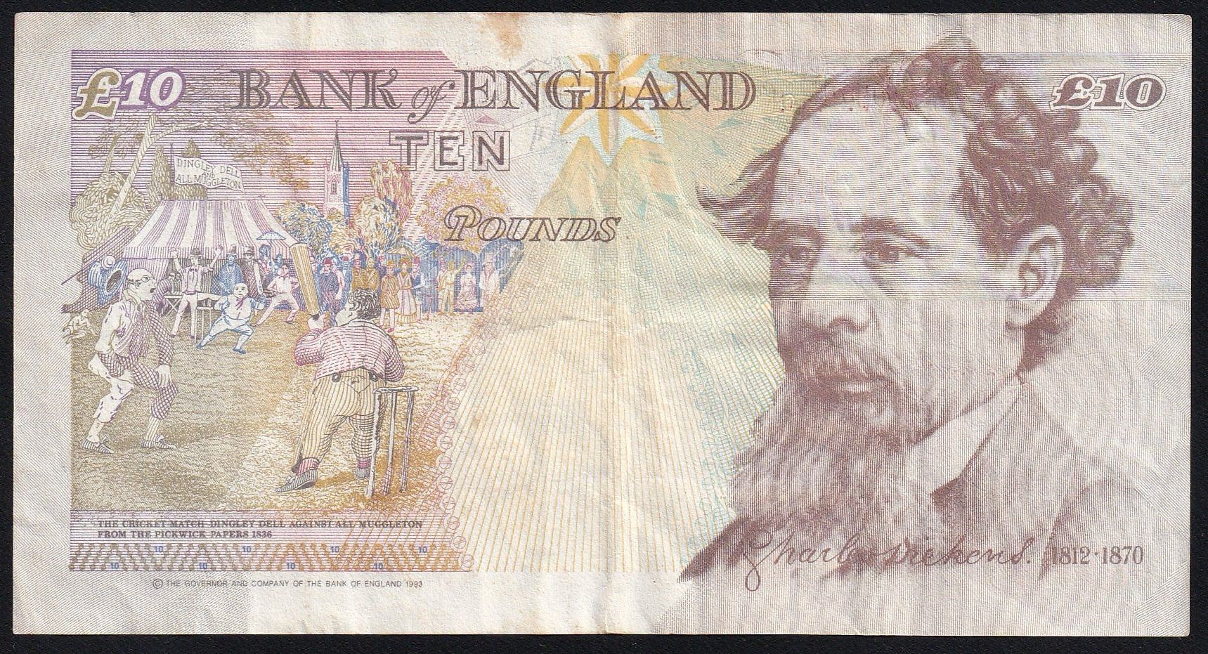 Banconote: England 10 Pounds 1993 – Usato da Brugg AG venduto da banknoten_muesli 1