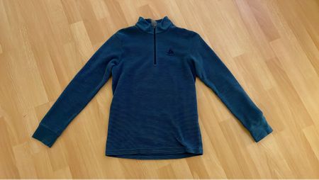 Odlo Fleece Midlayer blau gestreift mit Reissverschluss