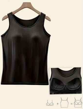 NEUES schwarzes Top mit Brustpads integriert Gr. L - 225135