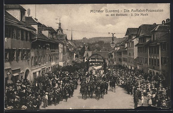 Cartoline postali: AK Münster /LU, Auffahrts-Prozession – Usato da Berlin venduto da bartko-reher