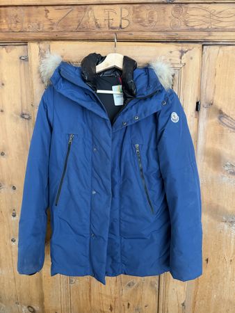 Moncler Daunenjacke ca  164 blau mit Echtfell Kapuze 