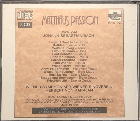 CD: Bach - Matthäus Passion, BWV 244 (Karajan) – Usato da Grüningen venduto da azulblanco 1