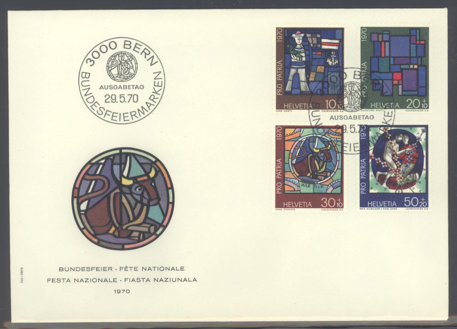 Tutti i francobolli: 1970, Pro Patria, FDC – Usato da Willisau venduto da Vollstempel