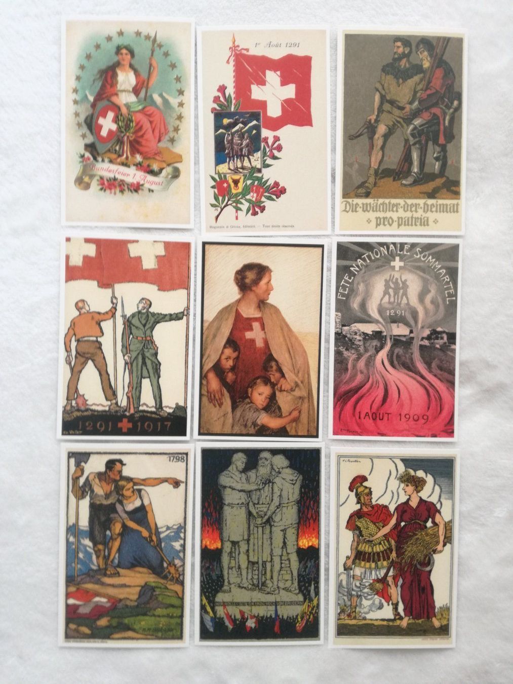 Cartoline postali: 9 AK Bundesfeier Postkarten, Reprints – Nuovo (secondo la descrizione) da Zürich venduto da Tolima194