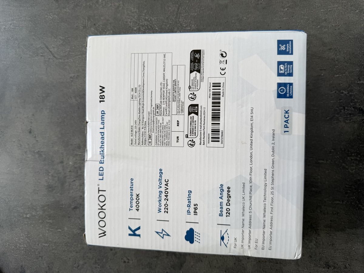 Lampade: WOOKOT LED Bulkhead Lamp 18W IP65 neu – Nuovo (secondo la descrizione) da Seuzach venduto da kaufes8 1