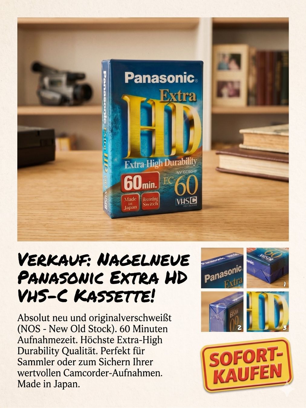 Cassette vuote: Panasonic Extra HD VHS-C 60 min • Originalverschweisst / New – Nuovo e nell'imballaggio originale da Liebefeld venduto da Marti_R 2