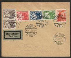 Flugpost Schweiz 1928 ZÜRICH BIEL ab WIEN Erstflug