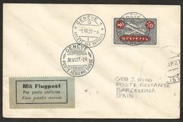 Flugpost 1927 Schweiz Société des Nations Genève RF 27.5aU