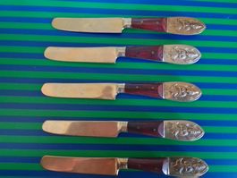 Vintage 5x Siam Messer Bronze / Messing & Holz | Thailand!!!