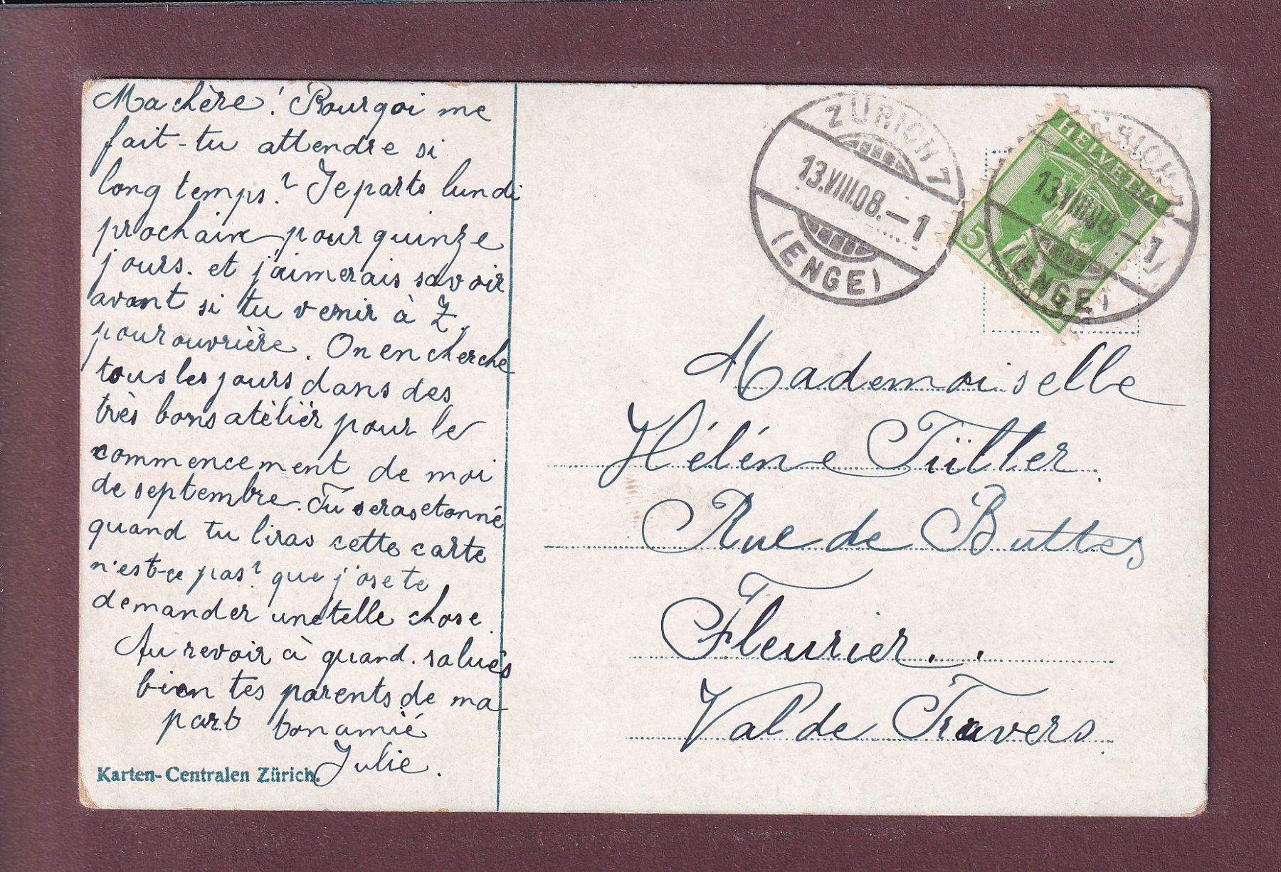 Ansichtskarten: ZÜRICH - Löwe - Seenachtfest - 1908 – Gebraucht aus Pully von nicecards 1