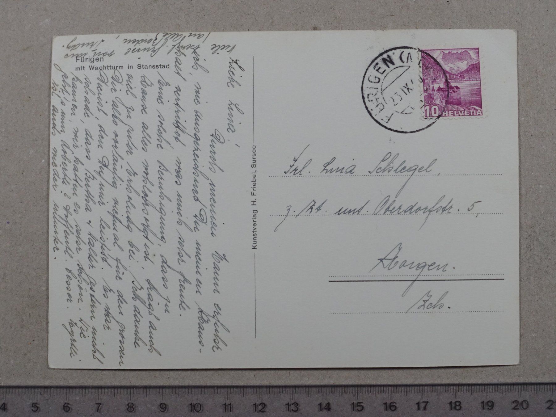 Cartoline postali: Fürigen, Stansstad – Usato da Lenzburg venduto da fh1 1
