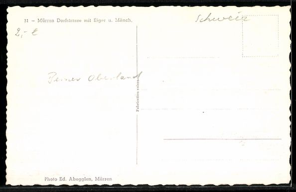 Cartoline postali: Foto-AK Mürren, Straßenpartie mit Eiger u Mönch – Usato da Berlin venduto da bartko-reher 1