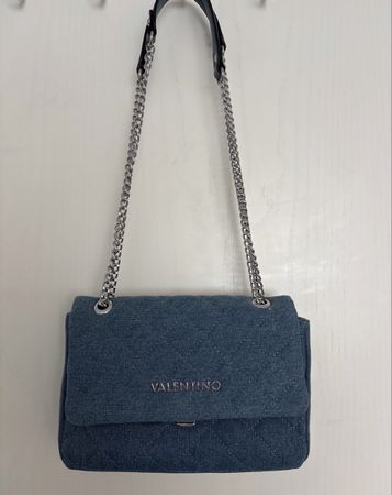 Handtasche Valentino Jeansstoff silberne Kette