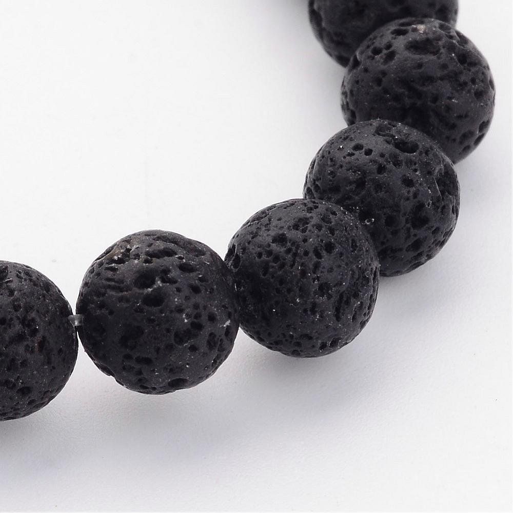 Edelsteine: Lava Perlen 8mm schwarz 1 Strang – Neu (gemäss Beschreibung) aus Alpnachstad von perlengaby
