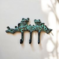 Patère grenouilles vintage 3 crochets métal mural déco