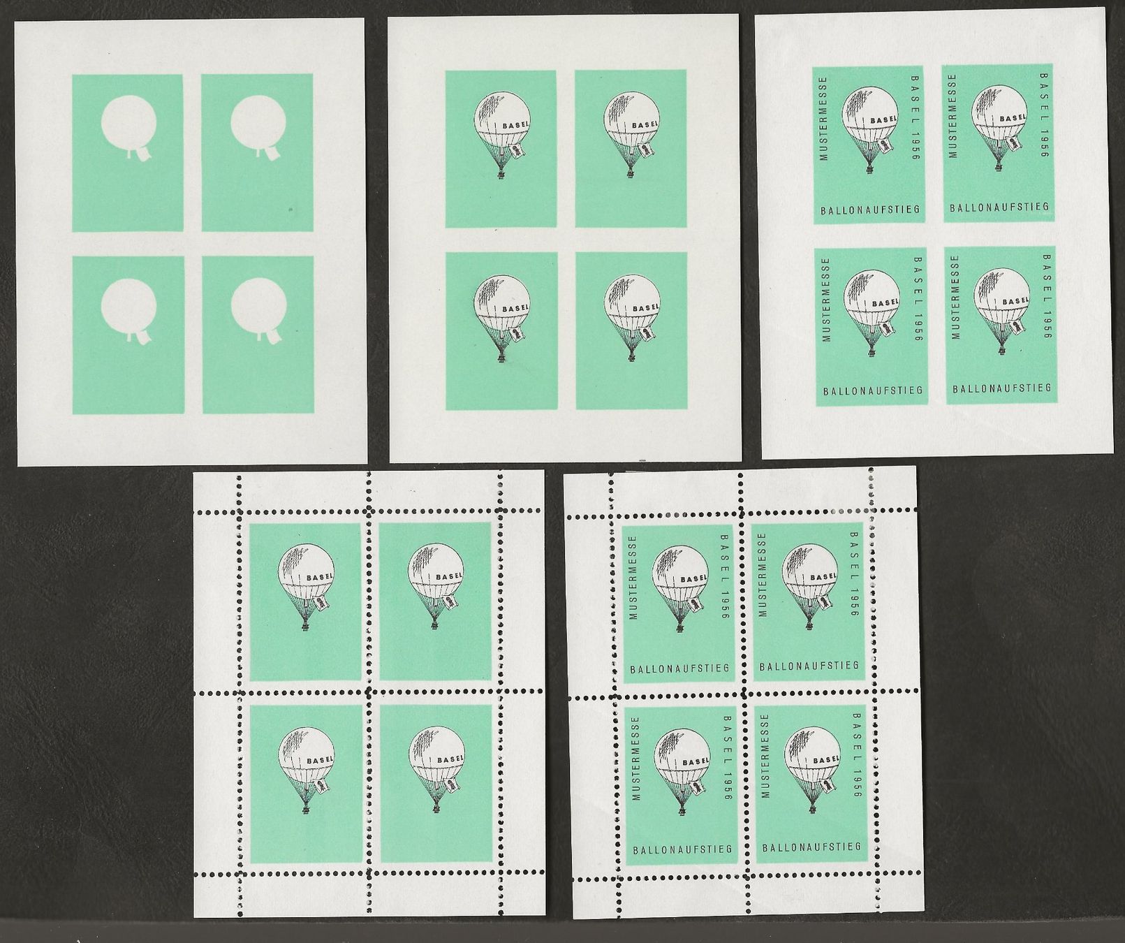 Tutti i francobolli: Ballon 1956 Schweiz Basel Vignette 5 Vierblock Luftpost – Usato da Au ZH venduto da xelagreb01