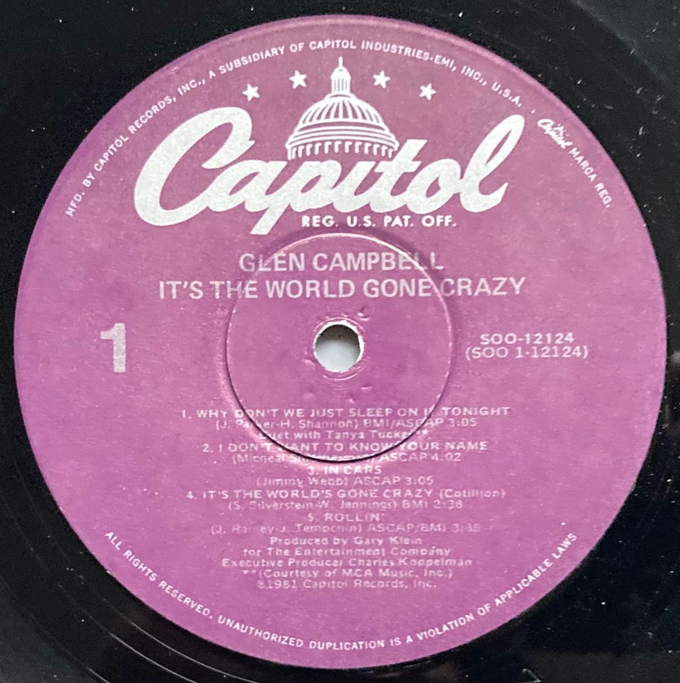 Schallplatten: GLEN CAMPBELL - IT'S THE WORLD GONE CRAZY – Gebraucht aus Poliez-Pittet von Newtown-Records 2