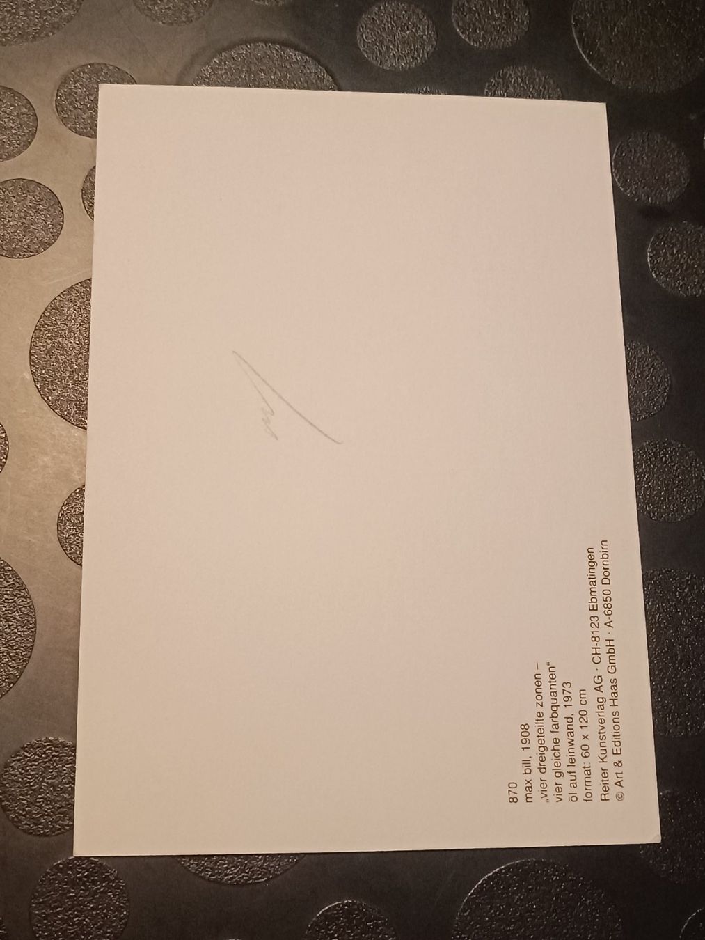 Arts picturaux & lithographies: Max Bill - handsignierte Kunstpostkarte – D'occasion à Menziken par Artographs 1