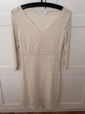 VILA Spitzenkleid, Gr. M, Beige, 3/4 Arm, sehr guter Zustand
